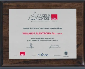 dyplom gazele biznesu dla weilandt elektronik