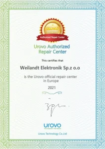 certyfikat oficjalne centrum serwisowe urovo dla weilandt elektronik