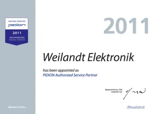 certyfikat pidion autoryzowany partner serwisowy dla weilandt elektronik